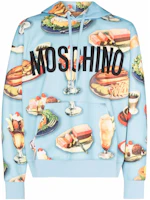 Moschino SS24 Food Letter Print Blue Pullover Hoodie Long Sleeve A1722-0229-1305 Moschino SS24 Food Letter Print Blue Pullover Hoodie Long Sleeve A1722-0229-1305