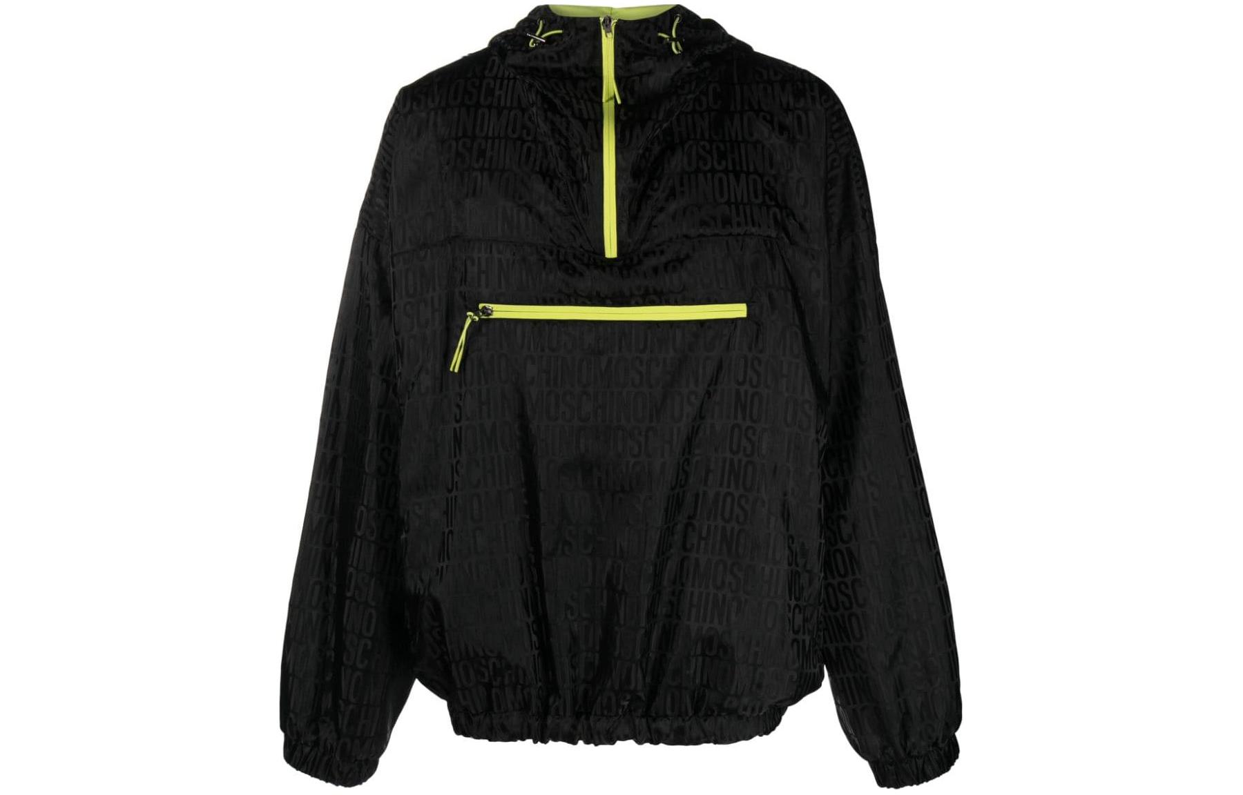 MOSCHINO SS24 Logo Half-Zip Hooded Jacket Black A06162616-BLACK