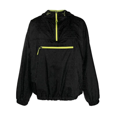 MOSCHINO SS24 Logo Half-Zip Hooded Jacket Black A06162616-BLACK
