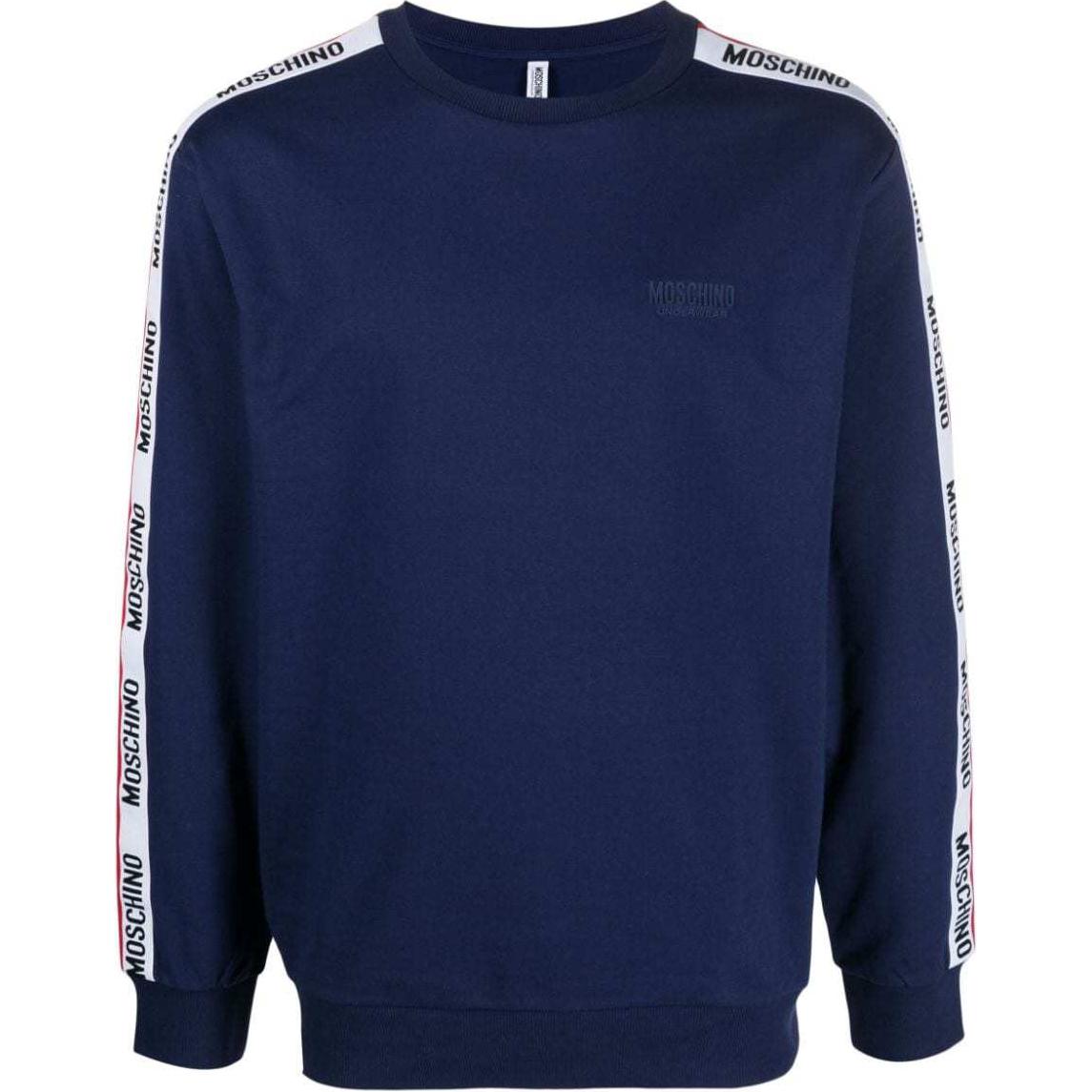 MOSCHINO SS24 Logo Print Crewneck Pullover Sweatshirt Prussian Blue - A17814409-BLUE