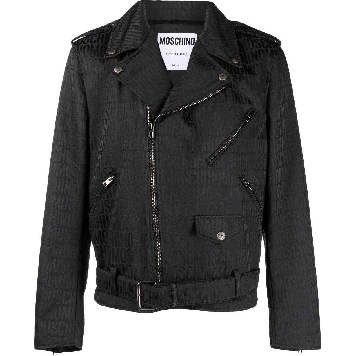 MOSCHINO SS24 Logo Print Relaxed Fit Zip Jacket Black A06117615-BLACK