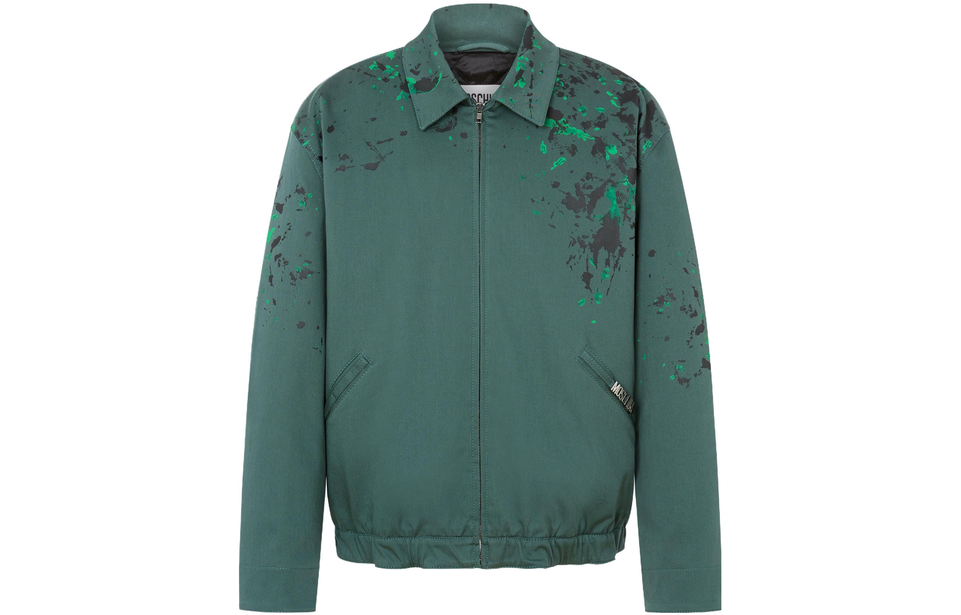 MOSCHINO SS24 Painted Effect Stretch Jacket Deep Green A0619-2021-1441