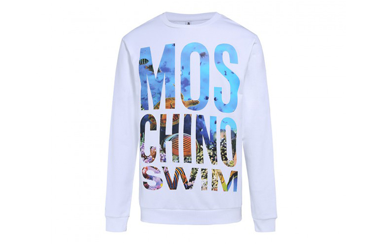MOSCHINO Swim Big Logo Print Pullover Sweatshirt White 3-V1705-2321-0001