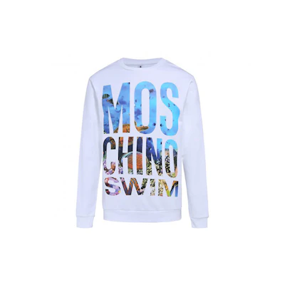 MOSCHINO Swim Big Logo Print Pullover Sweatshirt White 3-V1705-2321-0001