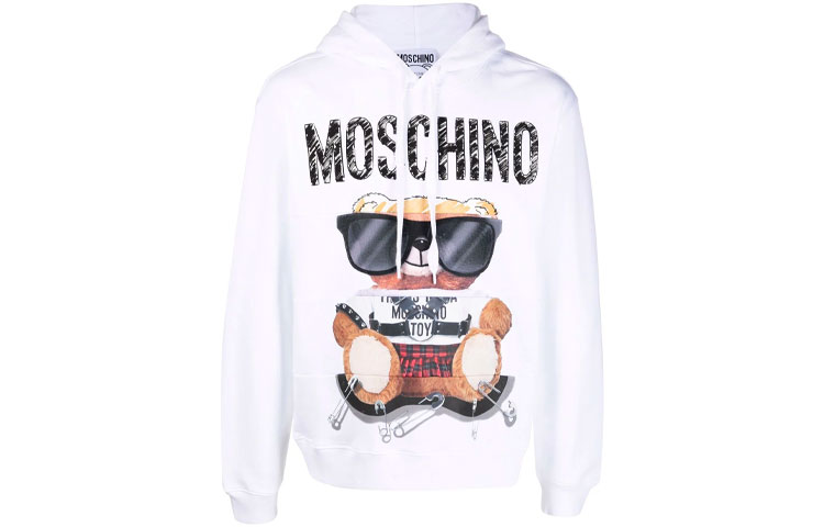 MOSCHINO Teddy Bear Cartoon Hoodie White Long Sleeve 1701-5227-1001