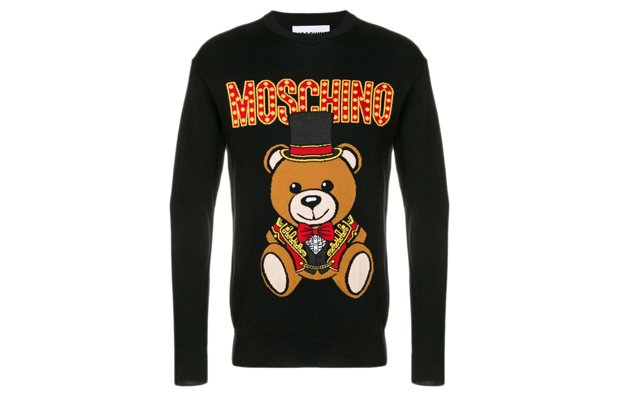 MOSCHINO Teddy Bear Cartoon Print Logo Sweatshirt Black 0901-0201-1555