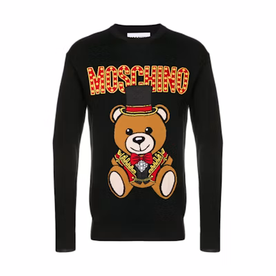 MOSCHINO Teddy Bear Cartoon Print Logo Sweatshirt Black 0901-0201-1555