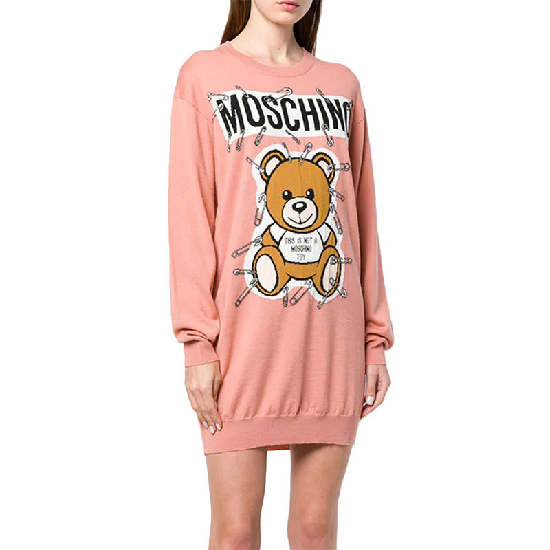 Shop 모스키노 테디베어 크루넥 스웻셔츠 드레스 핑크. EV0493-5501-1147
