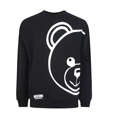 MOSCHINO Teddy Bear Graphic Cotton Sweatshirt Black Fashion. 1-A1716-8111-0555