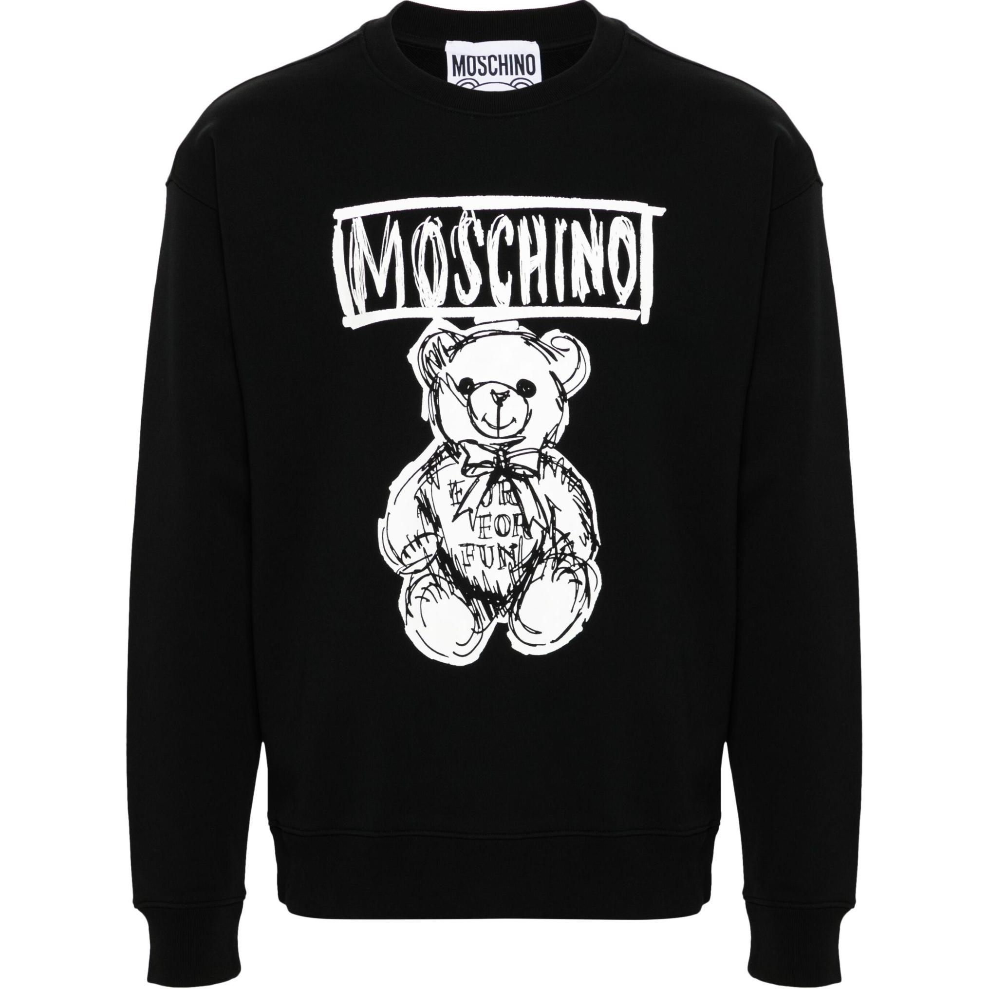 MOSCHINO Teddy Bear Graphic Crewneck Long Sleeve Sweatshirt Black ZR172770281555