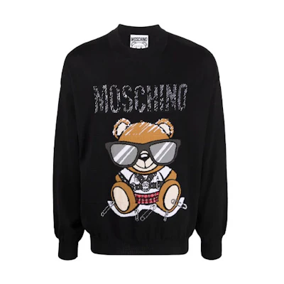 MOSCHINO Teddy Bear Graphic Crewneck Sweatshirt Black - V0920-5200-1555