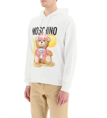 모스키노 테디베어 로고 프린트 화이트 후디 남성용. 1718-2028-1001 Purchase 모스키노 테디베어 로고 프린트 화이트 후디 남성용. 1718-2028-1001