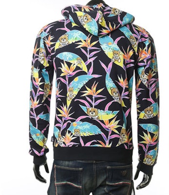 모스키노 테디베어 팜리프 블랙 후드 재킷 남성용. 3-A1704-2310-1555 Details for 모스키노 테디베어 팜리프 블랙 후드 재킷 남성용. 3-A1704-2310-1555