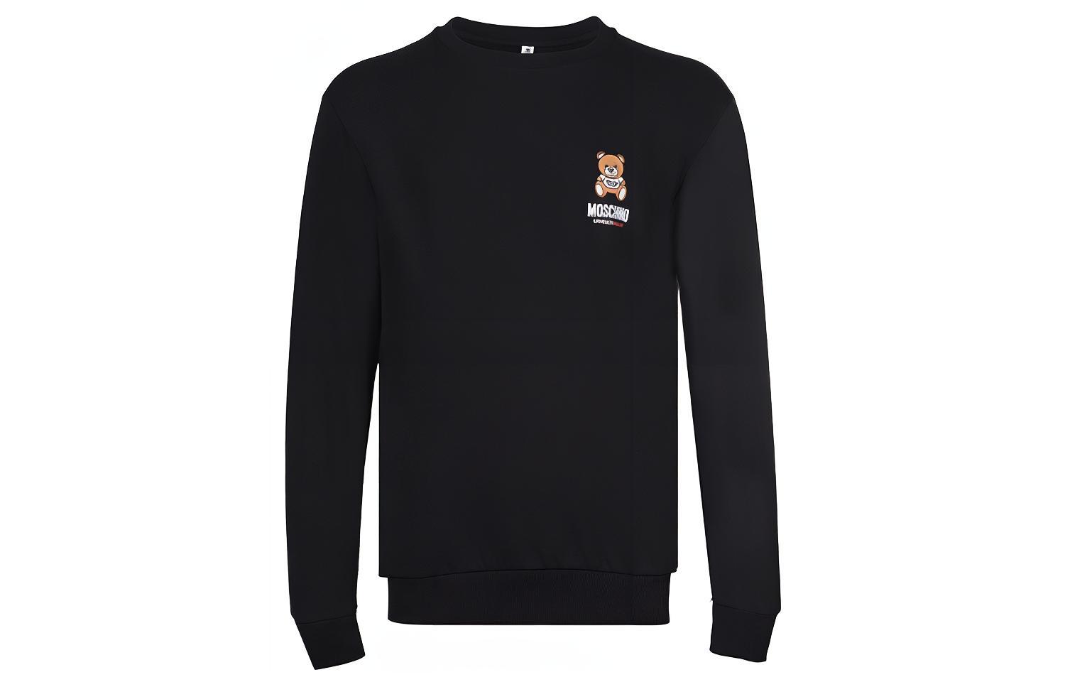 Moschino Teddy Bear Print Black Crewneck Sweatshirt Mens Long Sleeve A1719-8104-0555