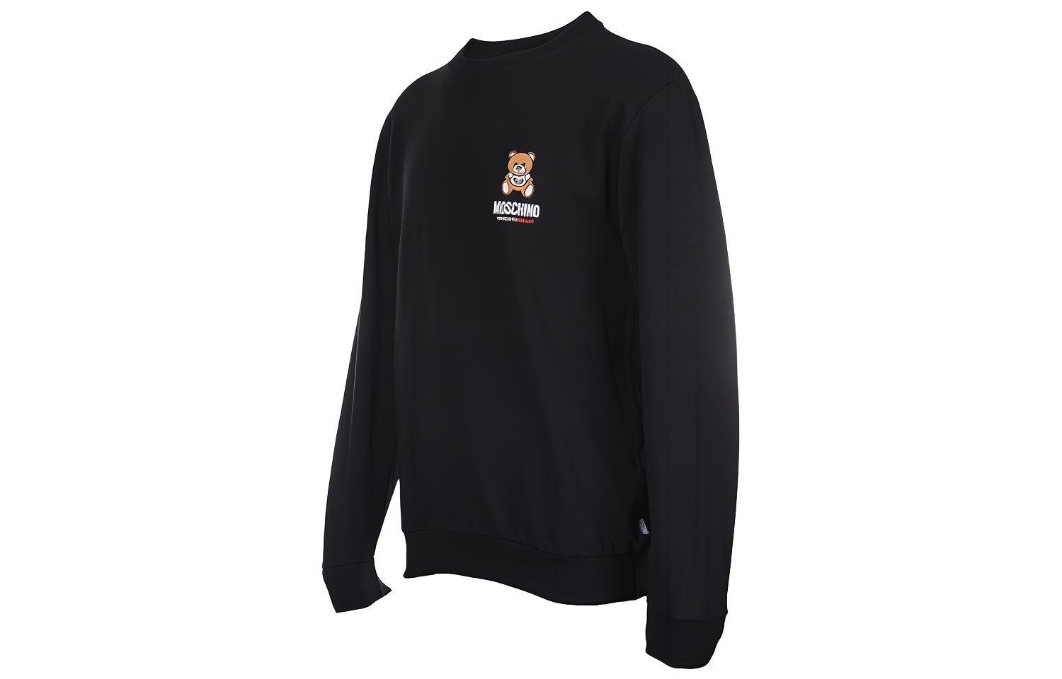 Shop Moschino Teddy Bear Print Black Crewneck Sweatshirt Mens Long Sleeve A1719-8104-0555