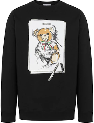 Moschino Teddy Bear Print Crewneck Black Sweatshirt Long Sleeve V17115228-BLACK Buy Moschino Teddy Bear Print Crewneck Black Sweatshirt Long Sleeve V17115228-BLACK
