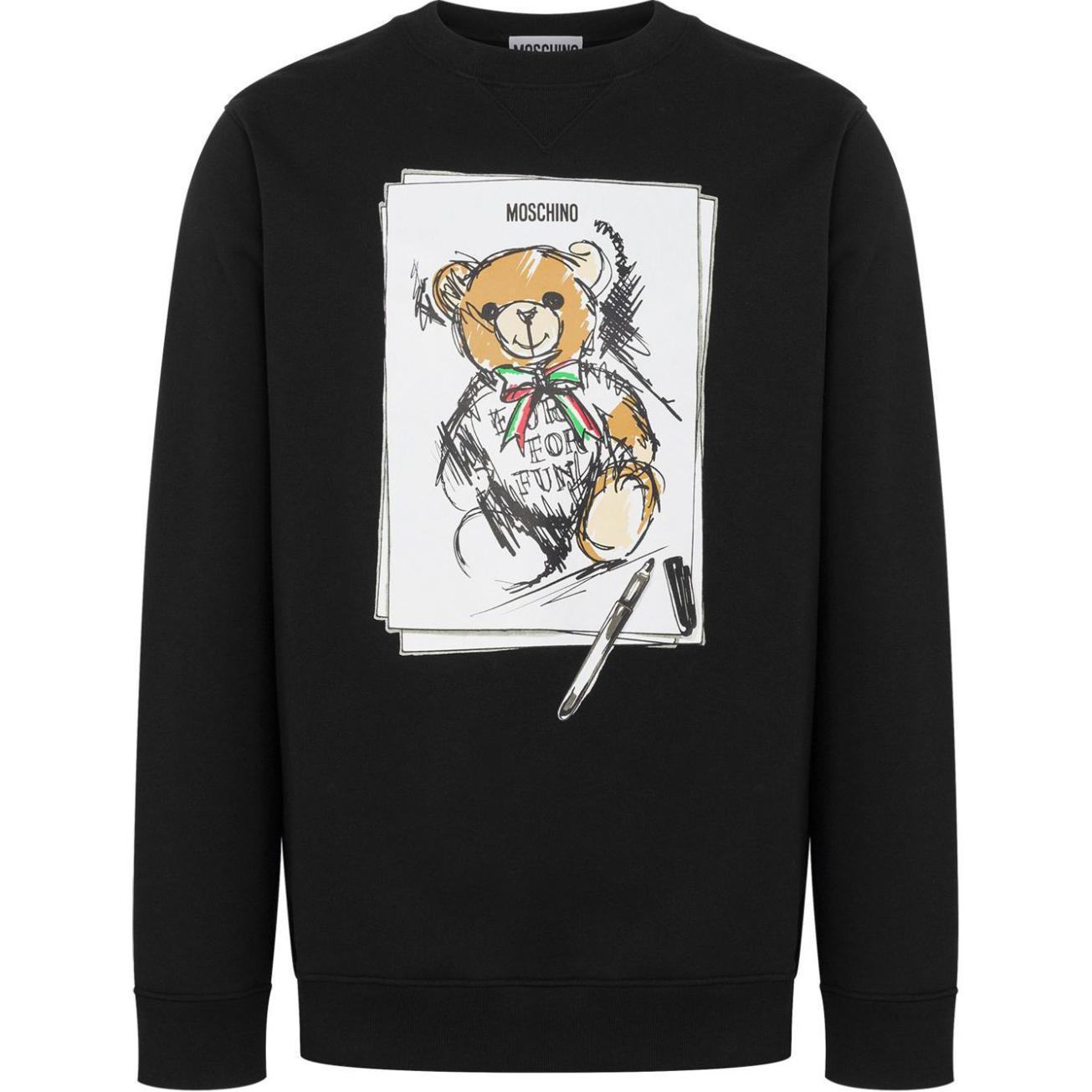 Moschino Teddy Bear Print Crewneck Black Sweatshirt  Long Sleeve V17115228-BLACK 圖 2