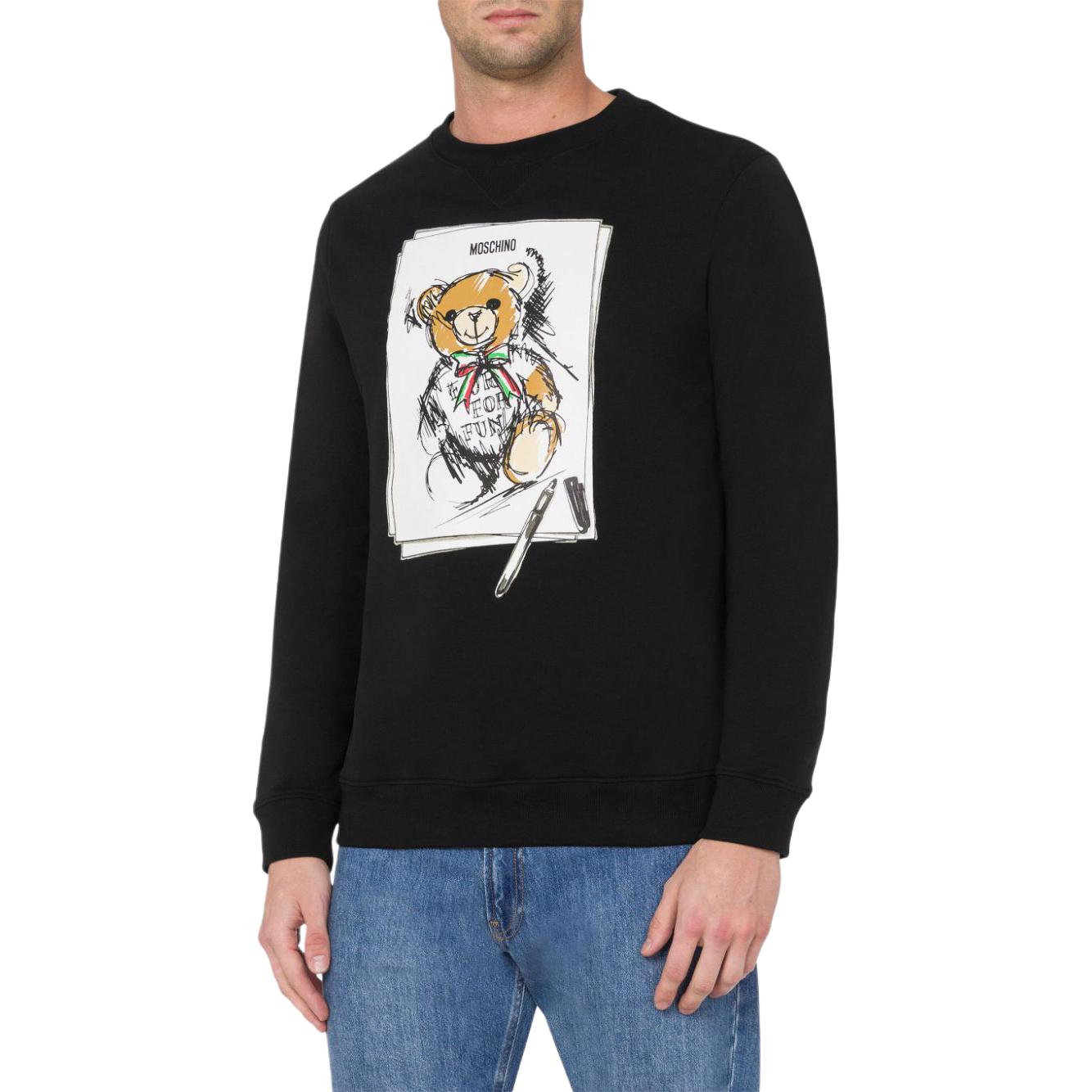 Moschino Teddy Bear Print Crewneck Black Sweatshirt  Long Sleeve V17115228-BLACK 圖 3