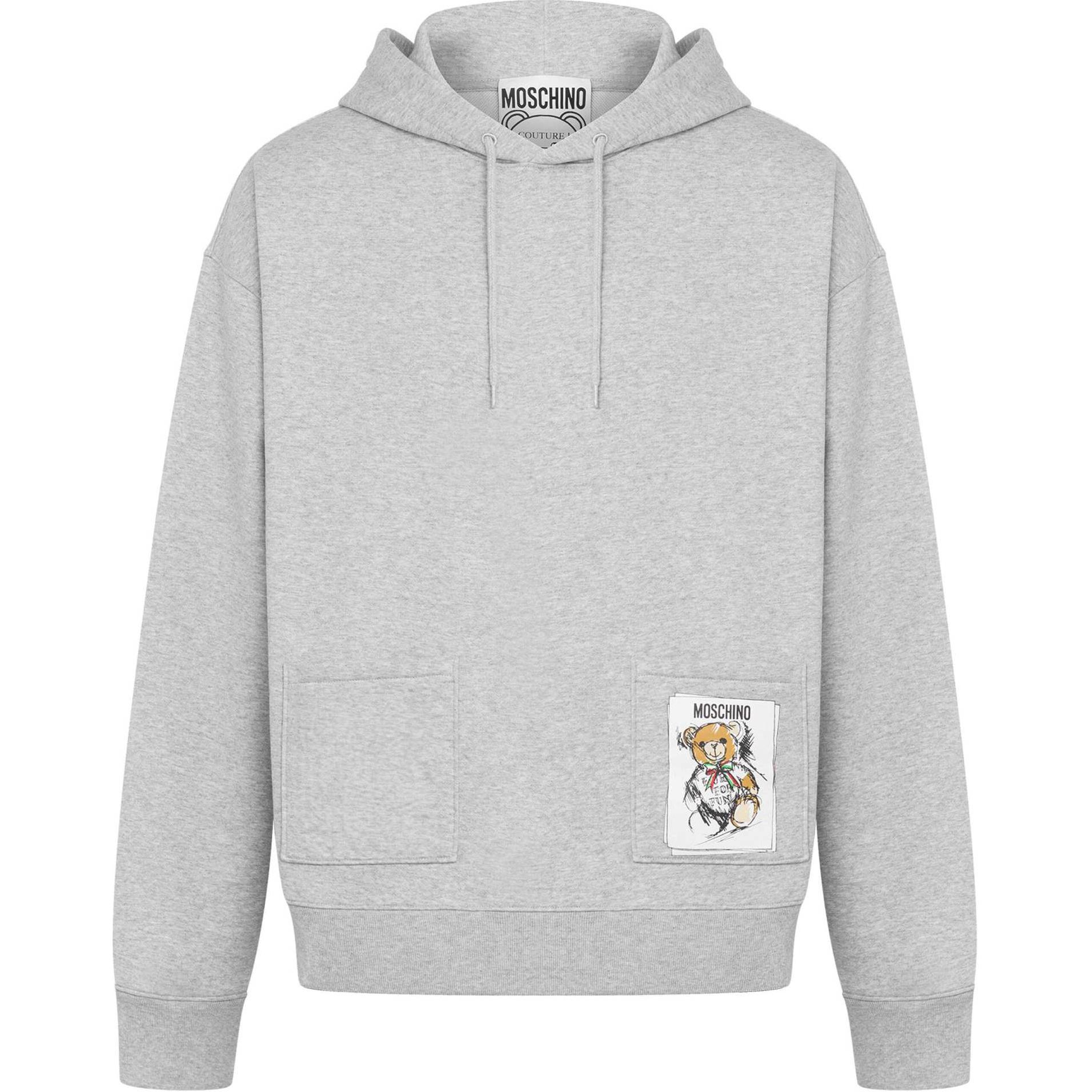 Moschino Teddy Bear Print Hoodie Men’s Light Grey Long Sleeve V171252281485