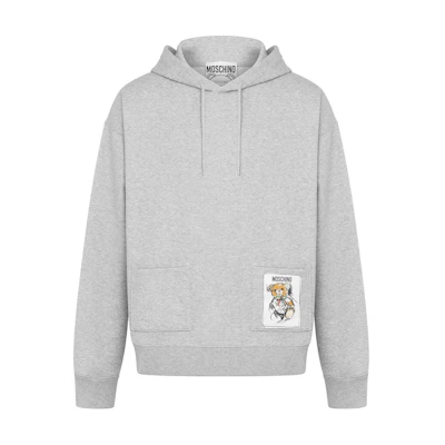 Moschino Teddy Bear Print Hoodie Men’s Light Grey Long Sleeve V171252281485