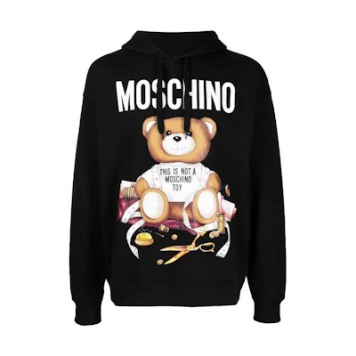 MOSCHINO Teddy Bear Printed Pullover Hoodie Black V1717-5228-1555