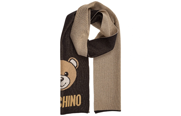 Moschino Teddy Logo Scarf Polyester Knit Unisex Couples Style 30666M2345016