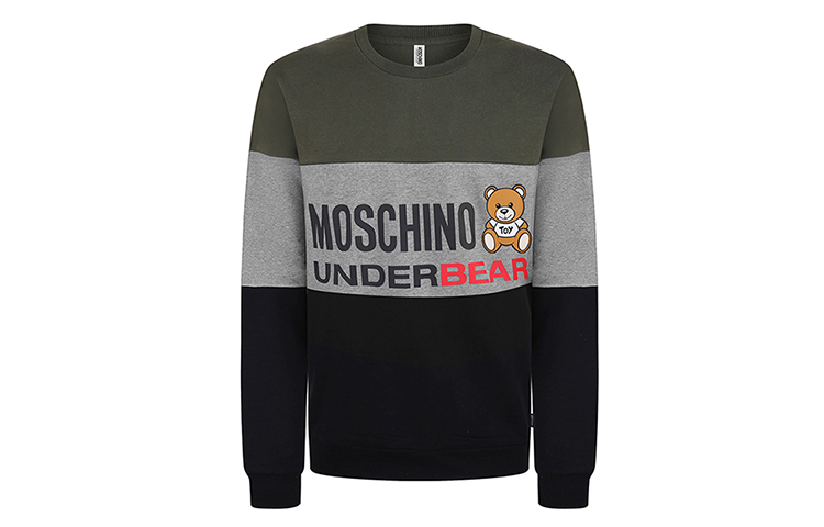 MOSCHINO Teddy Logo Two-Tone Sweatshirt in Military Green 1-A1709-8126-1430