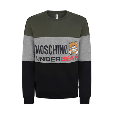 MOSCHINO Teddy Logo Two-Tone Sweatshirt in Military Green 1-A1709-8126-1430