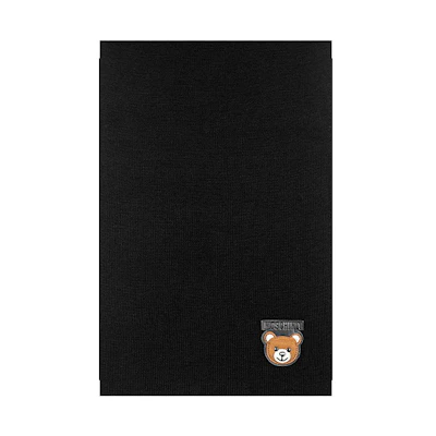 MOSCHINO Teddy Wool Scarf Shawl Black Unisex 30569-M1851-016