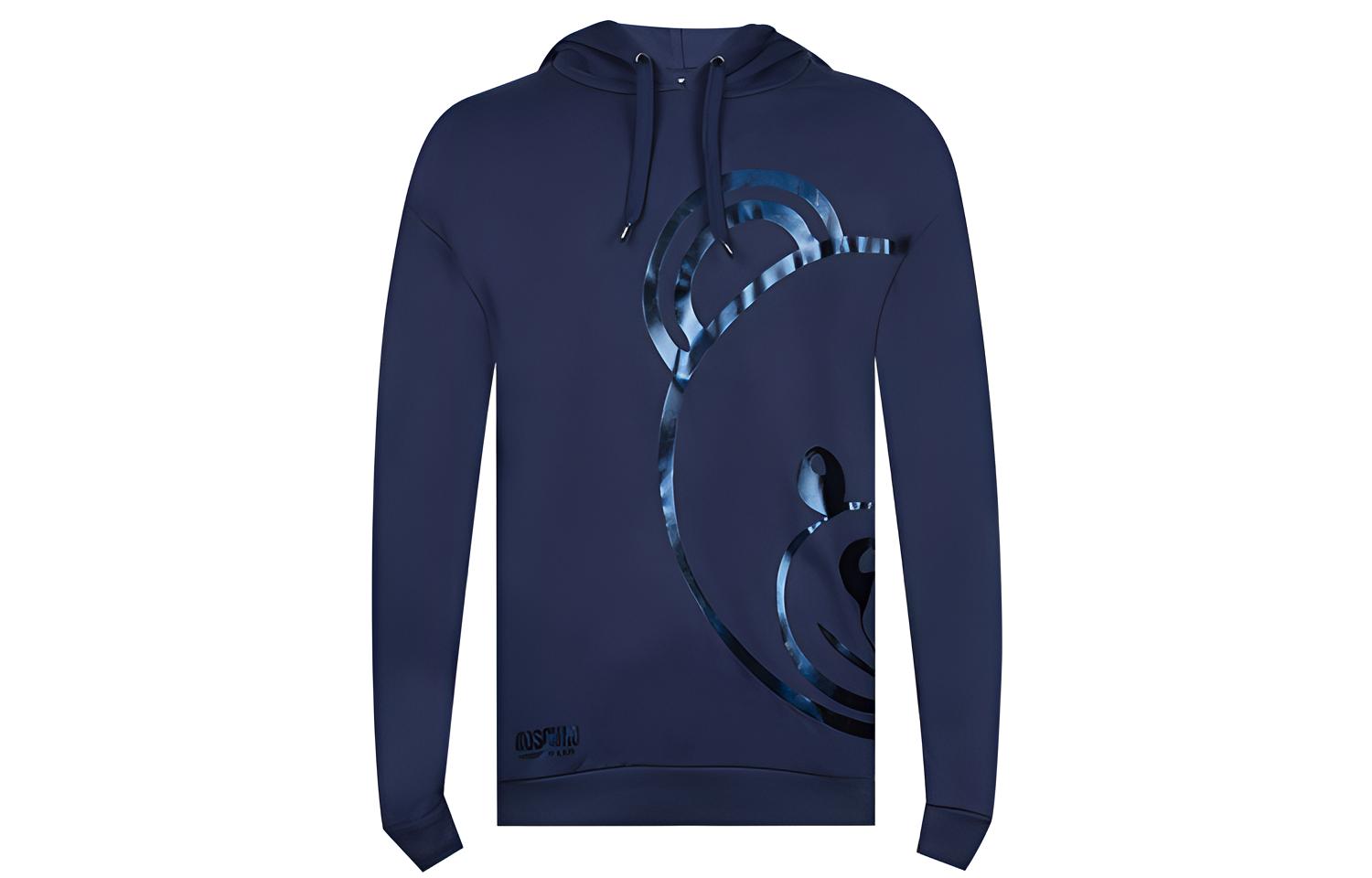 MOSCHINO Toy Bear Metallic Print Hoodie Blue () A1710-8113-0290