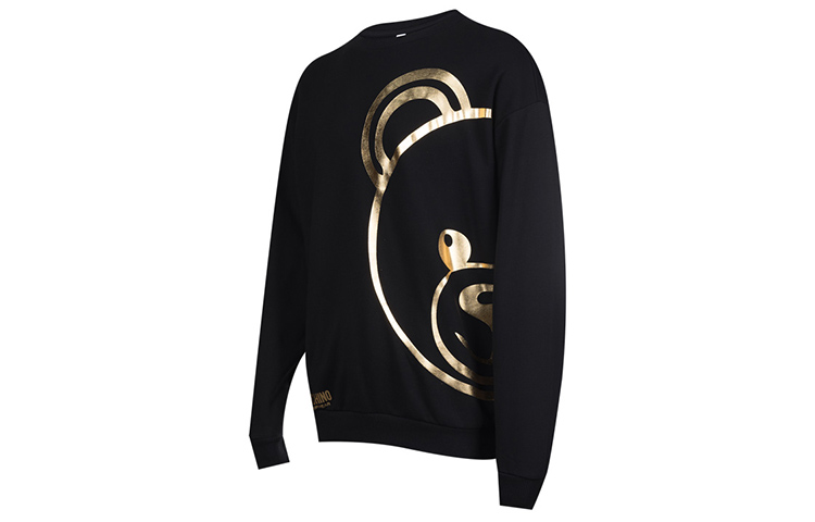 Shop Moschino Toy Bear Metallic Print Sweatshirt Black A1709-8113-0555