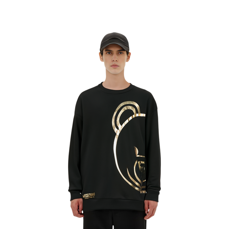 Details for Moschino Toy Bear Metallic Print Sweatshirt Black A1709-8113-0555
