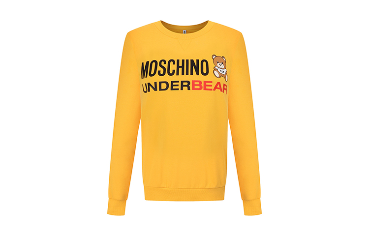 MOSCHINO Underwear Bear Print Yellow Sweatshirt Unisex Casual Style Z-A1709-9026-0030