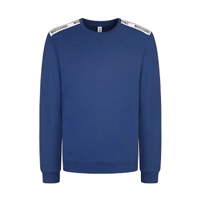 MOSCHINO Underwear Blue Cotton Crewneck Pullover Sweatshirt V1704-8112-0290