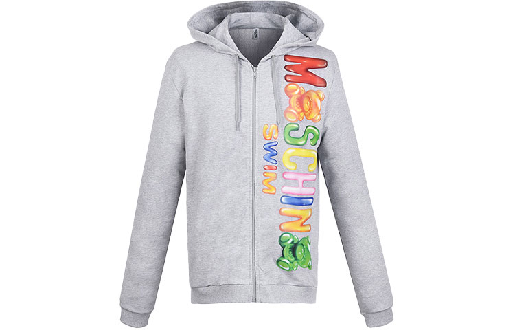 MOSCHINO Unisex Oversized Zip-Up Hoodie Jacket Grey 3-A1702-2318-0489