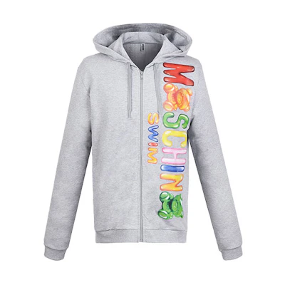 MOSCHINO Unisex Oversized Zip-Up Hoodie Jacket Grey 3-A1702-2318-0489
