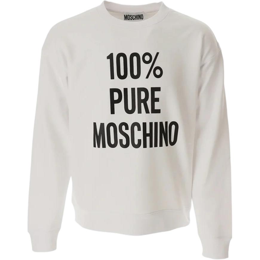 MOSCHINO White Crewneck Long Sleeve Sweatshirt with Logo Print J1721-0228-1001