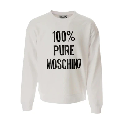 MOSCHINO White Crewneck Long Sleeve Sweatshirt with Logo Print J1721-0228-1001