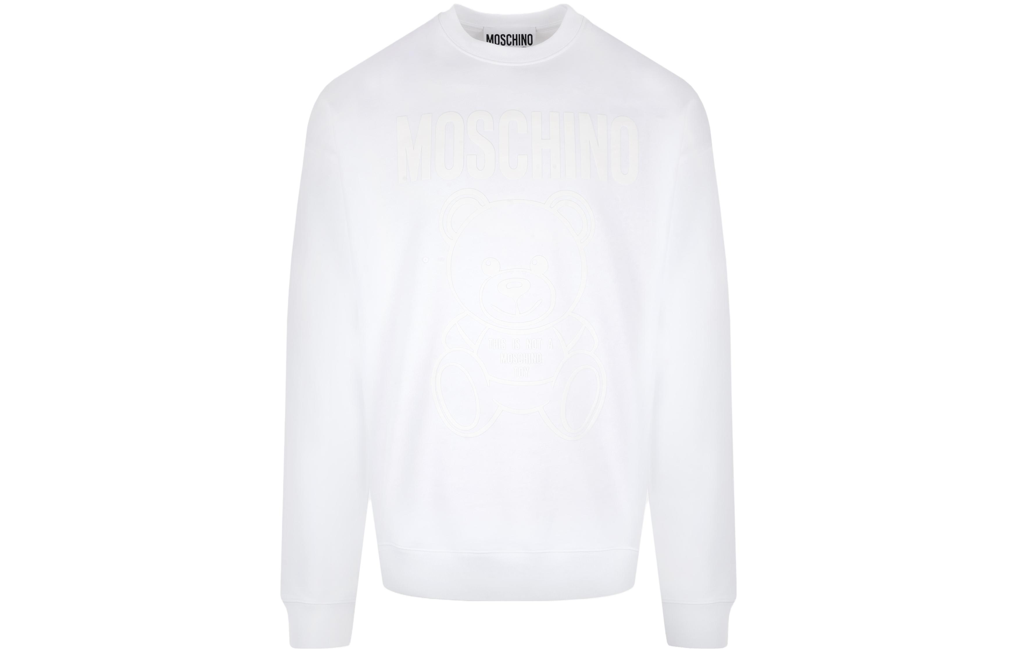 MOSCHINO White Crewneck Long Sleeve Sweatshirt with Letter Print V1713-2028-1001