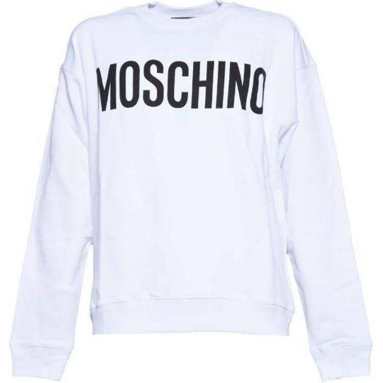 MOSCHINO White Crewneck Sweatshirt with Letter Print Design A1701-0228-1001