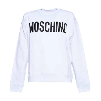 MOSCHINO White Crewneck Sweatshirt with Letter Print Design A1701-0228-1001