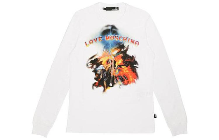 MOSCHINO White Crewneck Sweatshirt with Letter Print M466803-M3448-A00