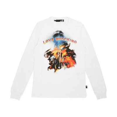 MOSCHINO White Crewneck Sweatshirt with Letter Print M466803-M3448-A00