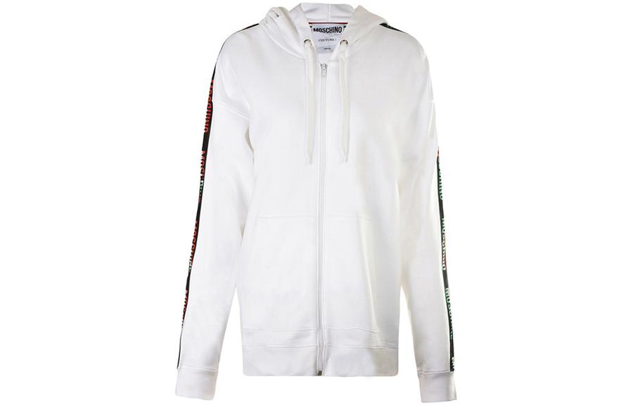 MOSCHINO White Hooded Zip-Up Jacket ZA1708-0227-1001