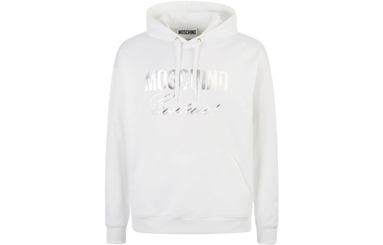 MOSCHINO White Hoodie with Letter Print and Drawstring Long Sleeves A1703-2029-1001