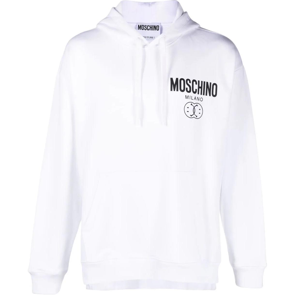 MOSCHINO White Hoodie with Logo Print and Lettering Design J1712-2028-1001