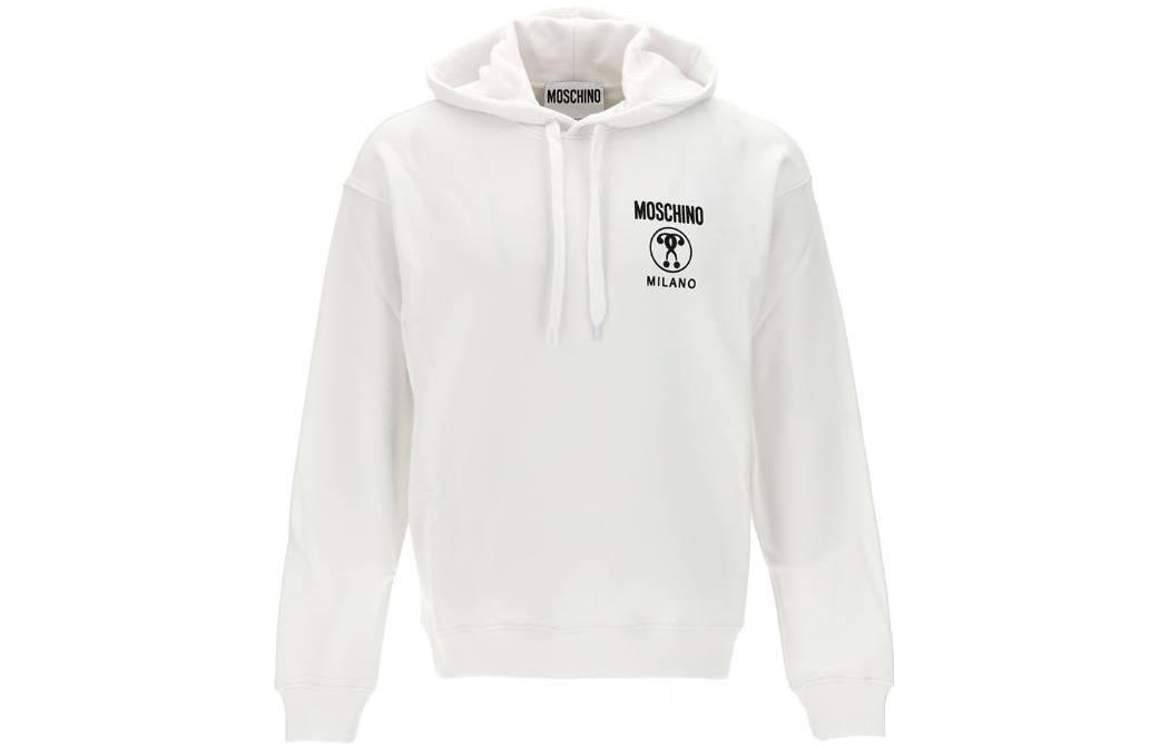 MOSCHINO White Hoodie with Solid Logo Print Casual Style 1706-7027-J1001