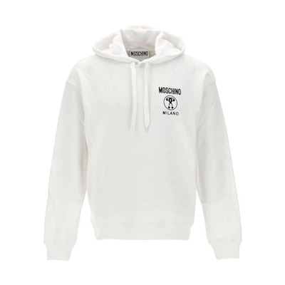 MOSCHINO White Hoodie with Solid Logo Print Casual Style 1706-7027-J1001