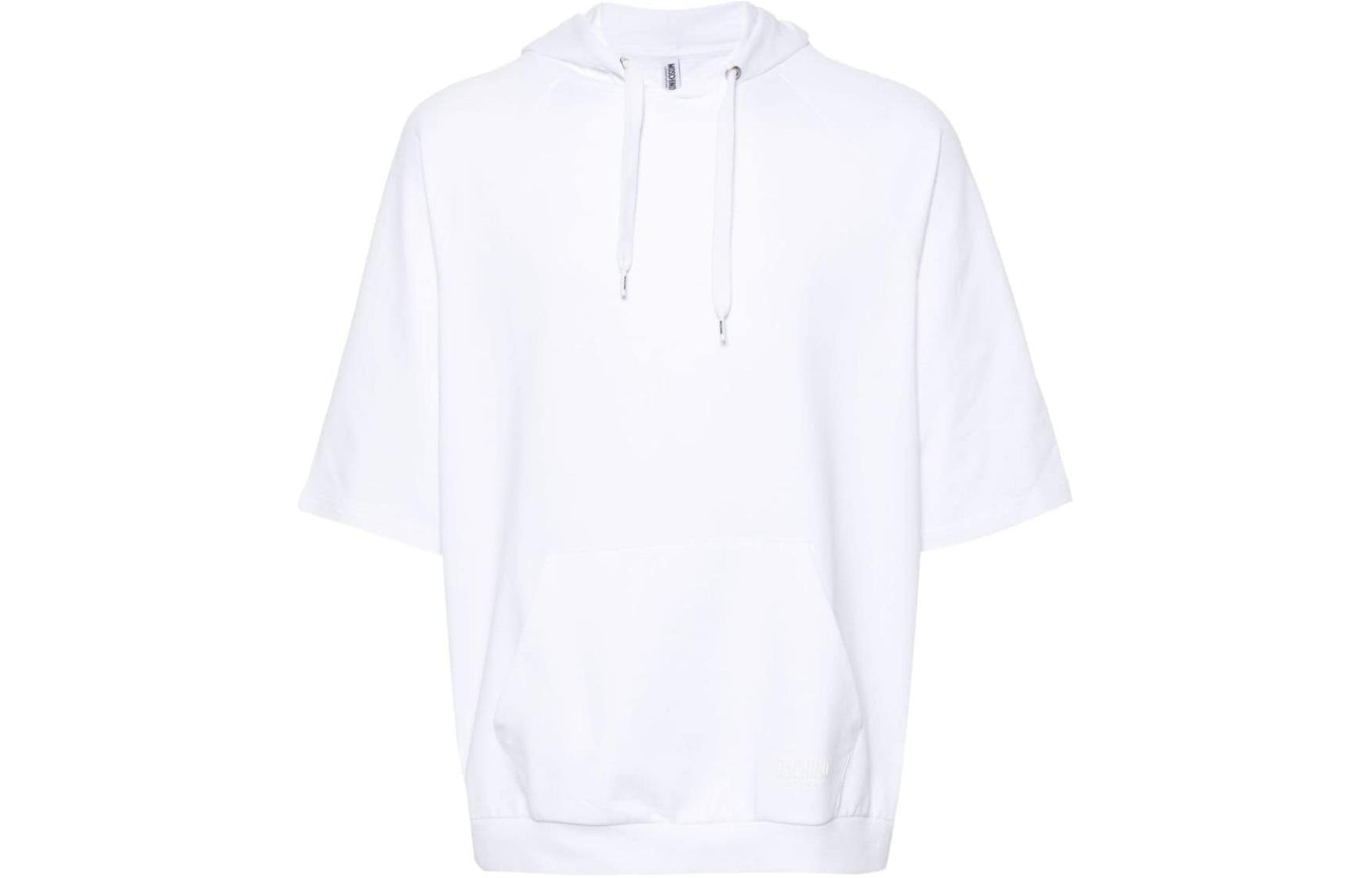 MOSCHINO White Logo Tape Short-Sleeve Hoodie A171644220001