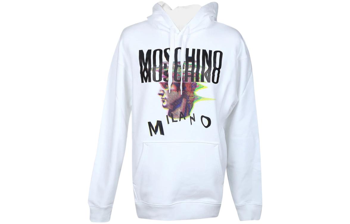 MOSCHINO White Pullover Hoodie with Letter Print 1710-7027-J1001